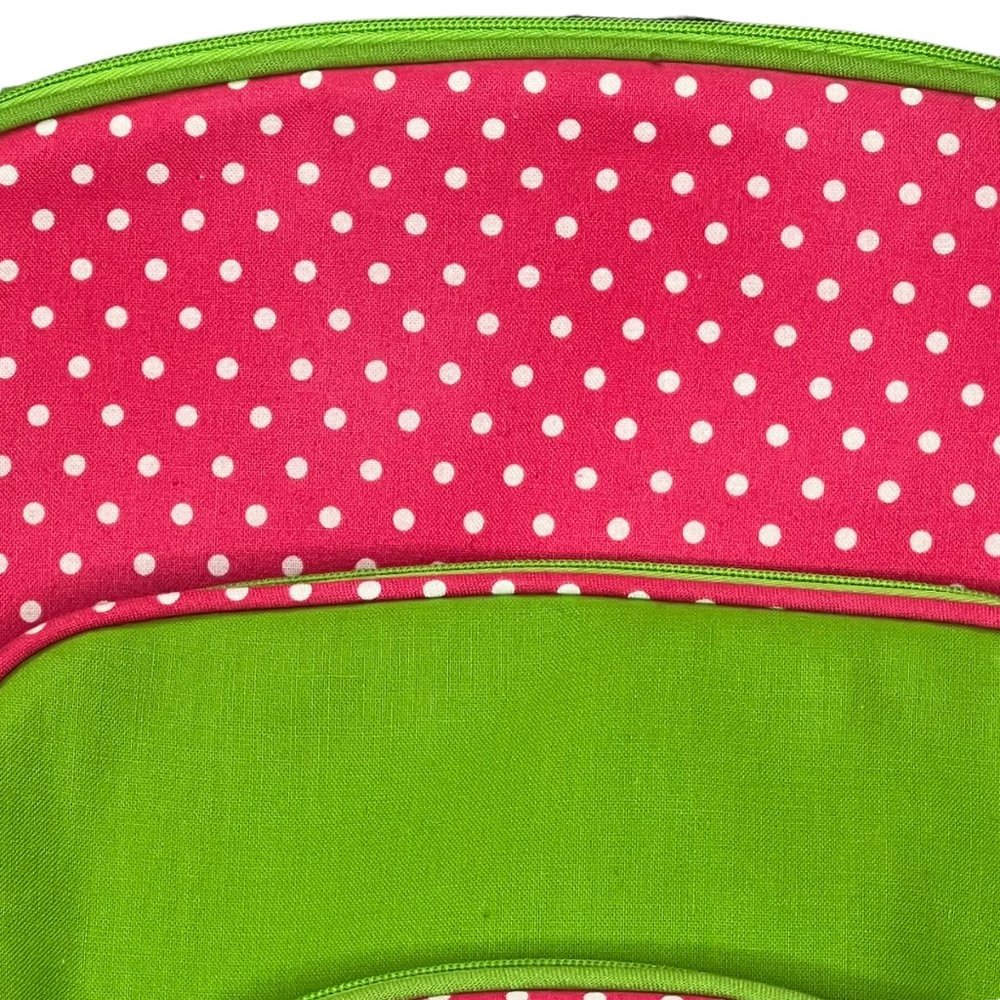 Once Upon A Rose Cosmetic Zip Closure Pouch Set Of 3 Pink Green Polka Dot Bags - Picture 2 of 11